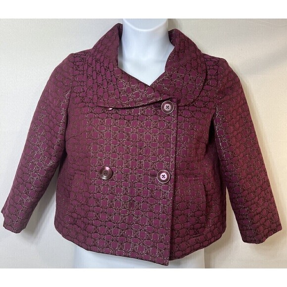Isaac Mizrahi Purple & Metallic Coat Jacket Jackie Kennedy Vibes Size 10 READ - Picture 1 of 14